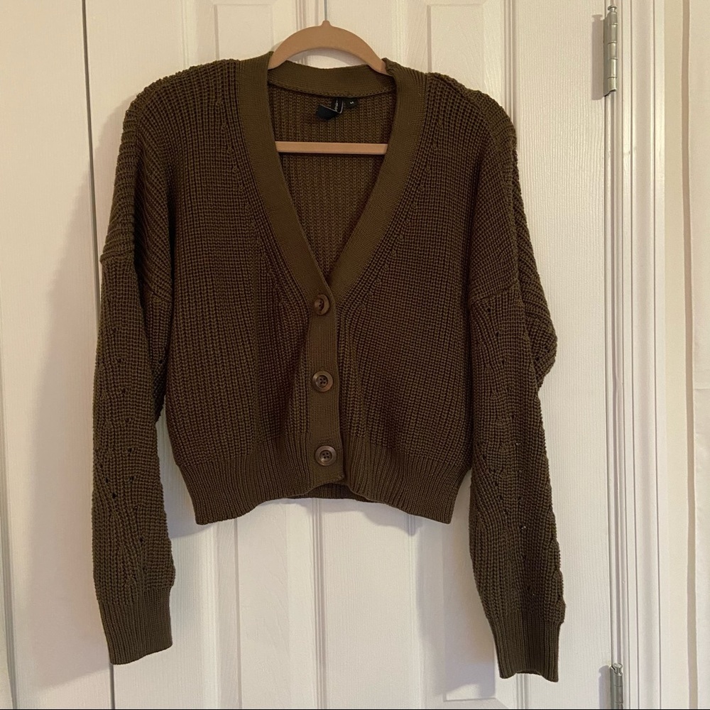 Olive green knitted cardigan